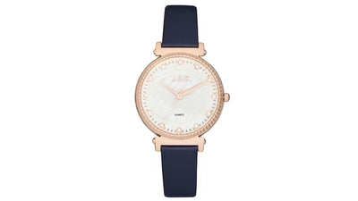 Jag Victoria – Rose Gold Watch with Blue Leather Strap and Mother-of-Pearl Dial / J2678