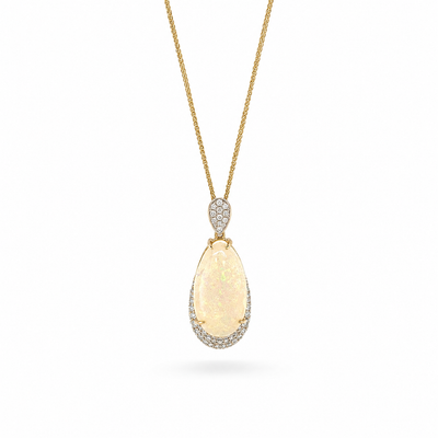 18KY Diamond & Opal Necklace