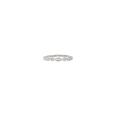 Verve White Gold 18K Diamond Wedding 0.20ct fancy bead set half circle Band