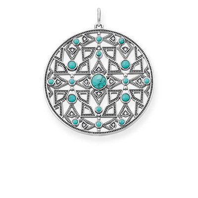 DPE0001/ Turquoise Oxidised Mosaic Diamond Pendant