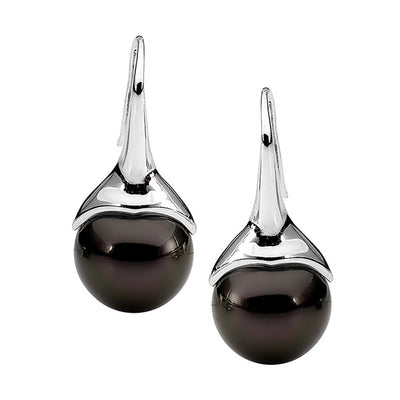 Ellani sterling silver pearl drop earrings/E233B