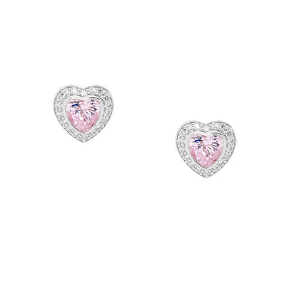 Ellani sterling silver pink love heart earrings/E224LP