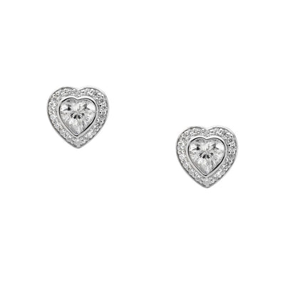 Ellani sterling silver love heart stud earrings/E224