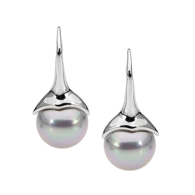 Ellani sterling silver pearl drop earrings/E233G