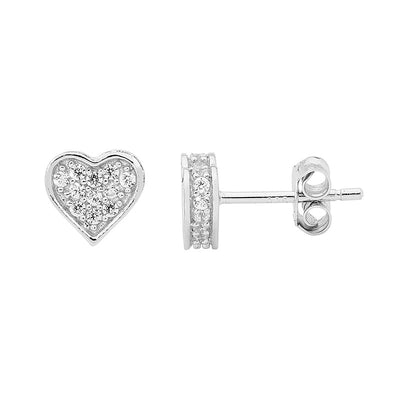 Ellani sterling silver love heart earrings/E419