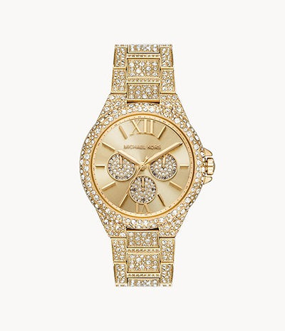 Michael Kors Oversized Camille Pavé Gold-tone Watch