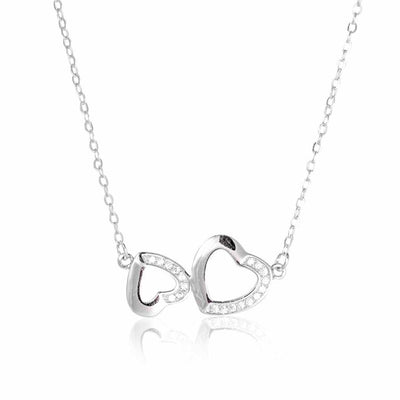 sterling silver CZ love heart necklace