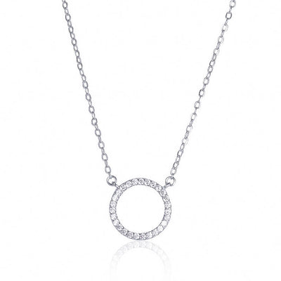 sterling silver CZ circle necklace