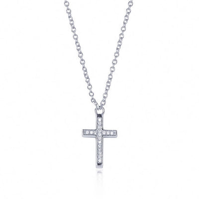 sterling silver CZ cross necklace
