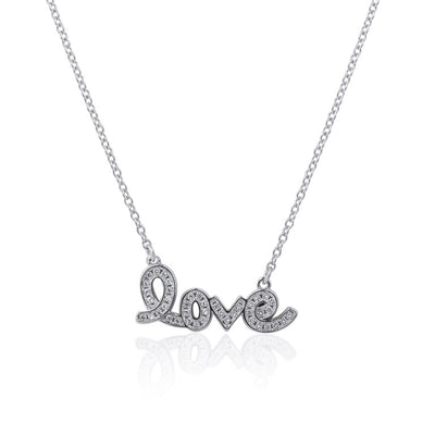 sterling silver CZ love necklace