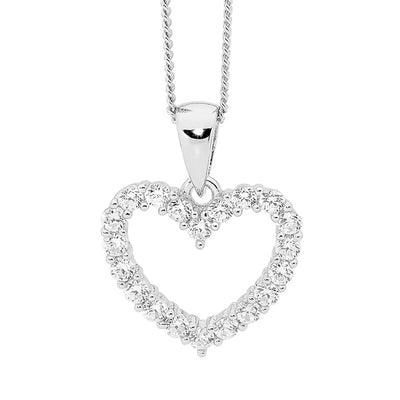 Ellani sterling silver love heart pendant/P733