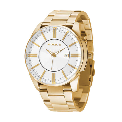 POLICE GOVERNOR WHITE DIAL IP GOLD BRACELET WATCH