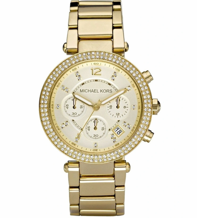 Gold Stainless Steel Chronograph Watch