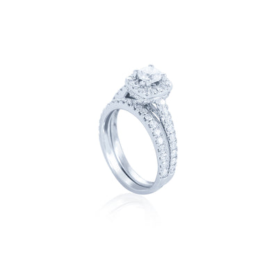 Verve 14k diamond engagement ring with matching wedding band