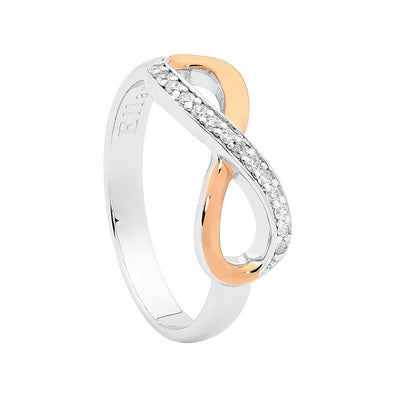 rose gold plated infinity silver ring